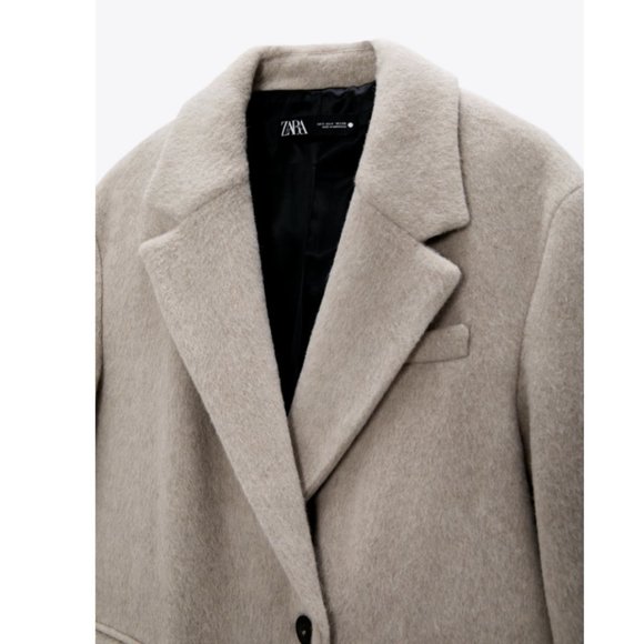ZARA WOMEN NEW OVERSIZED MANTECO WOOL BLEND COAT TAUPE GRAY 2090/722 - Picture 6 of 12